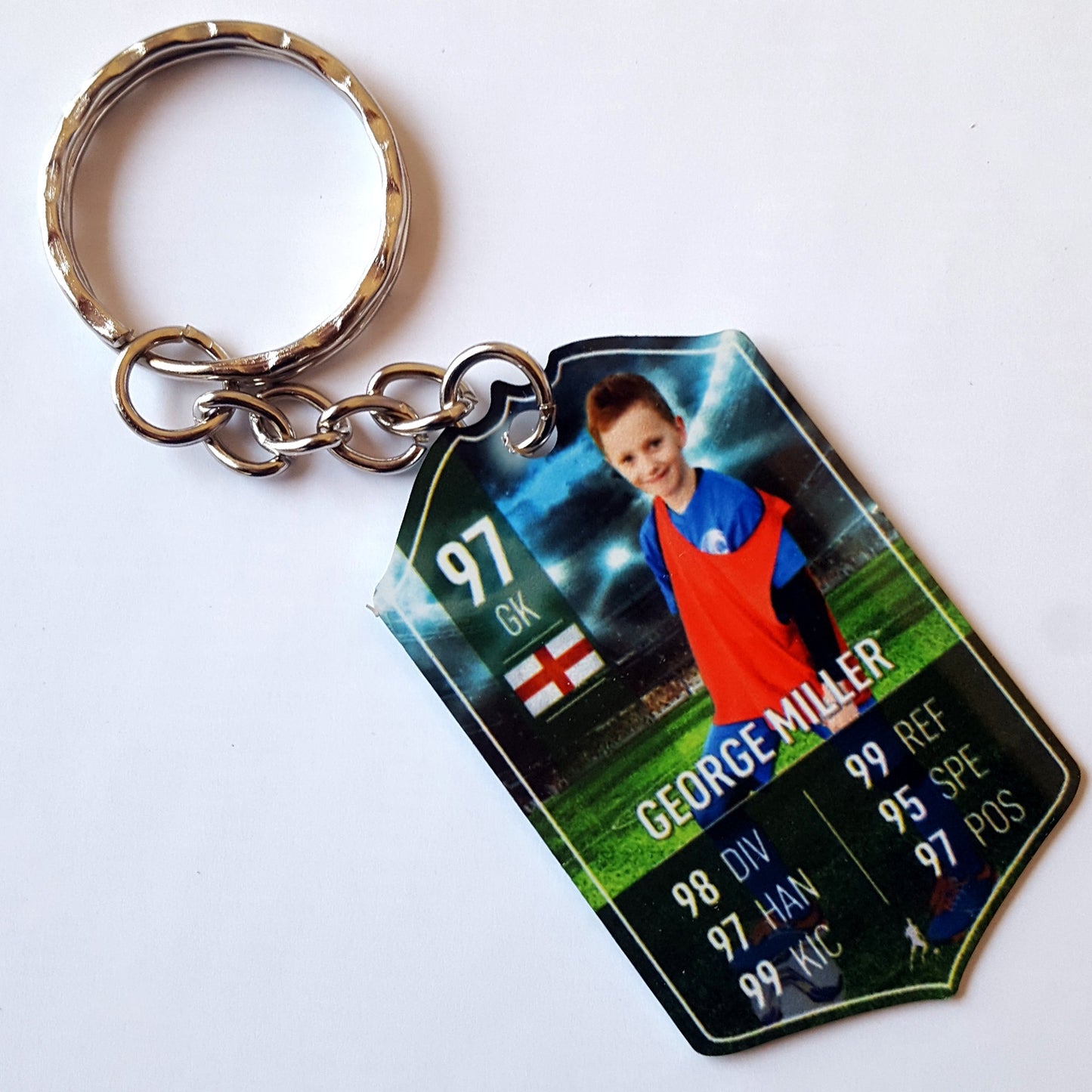 Fire Metal Football Stats Keyring - shopquality4u