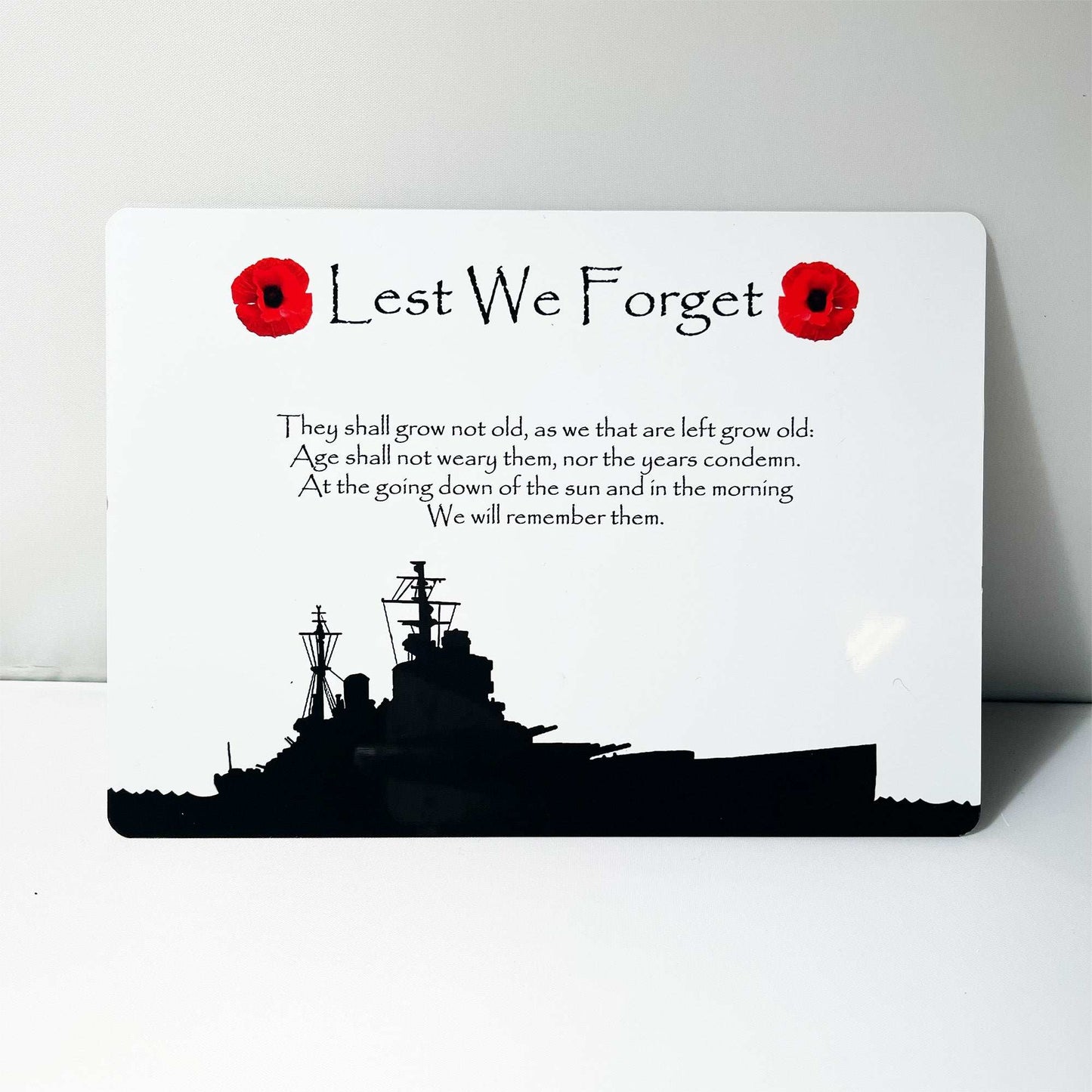Navy Battleship Lest we forget Military Poppy Metal Mirror Sign. - shopquality4u