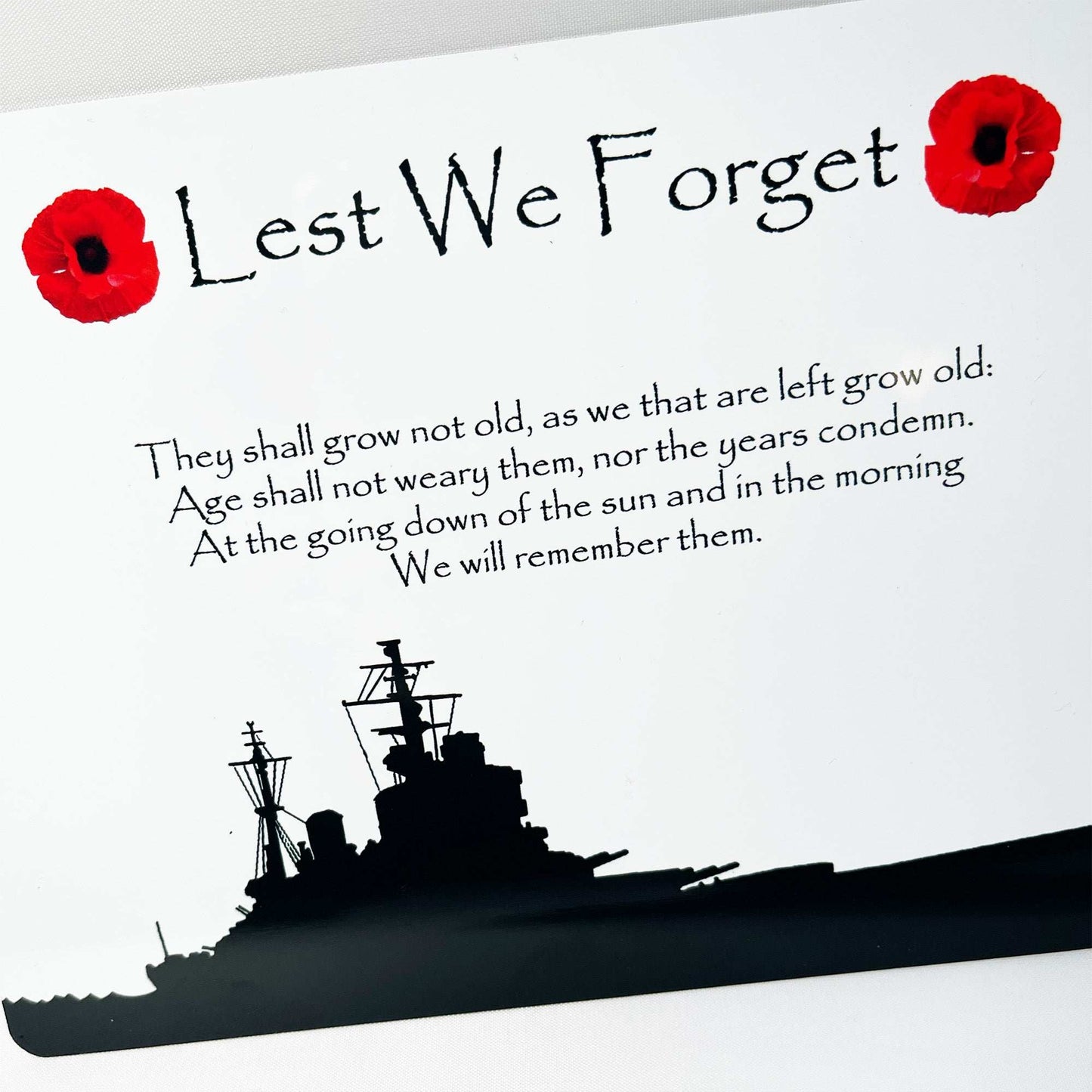 Navy Battleship Lest we forget Military Poppy Metal Mirror Sign. - shopquality4u