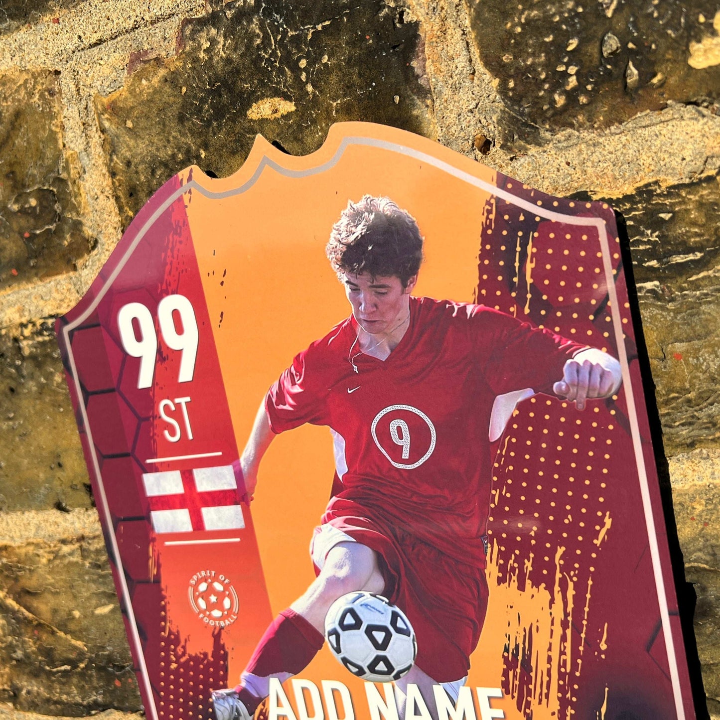 Orange Strip Football Card Player Stats Shield - shopquality4u