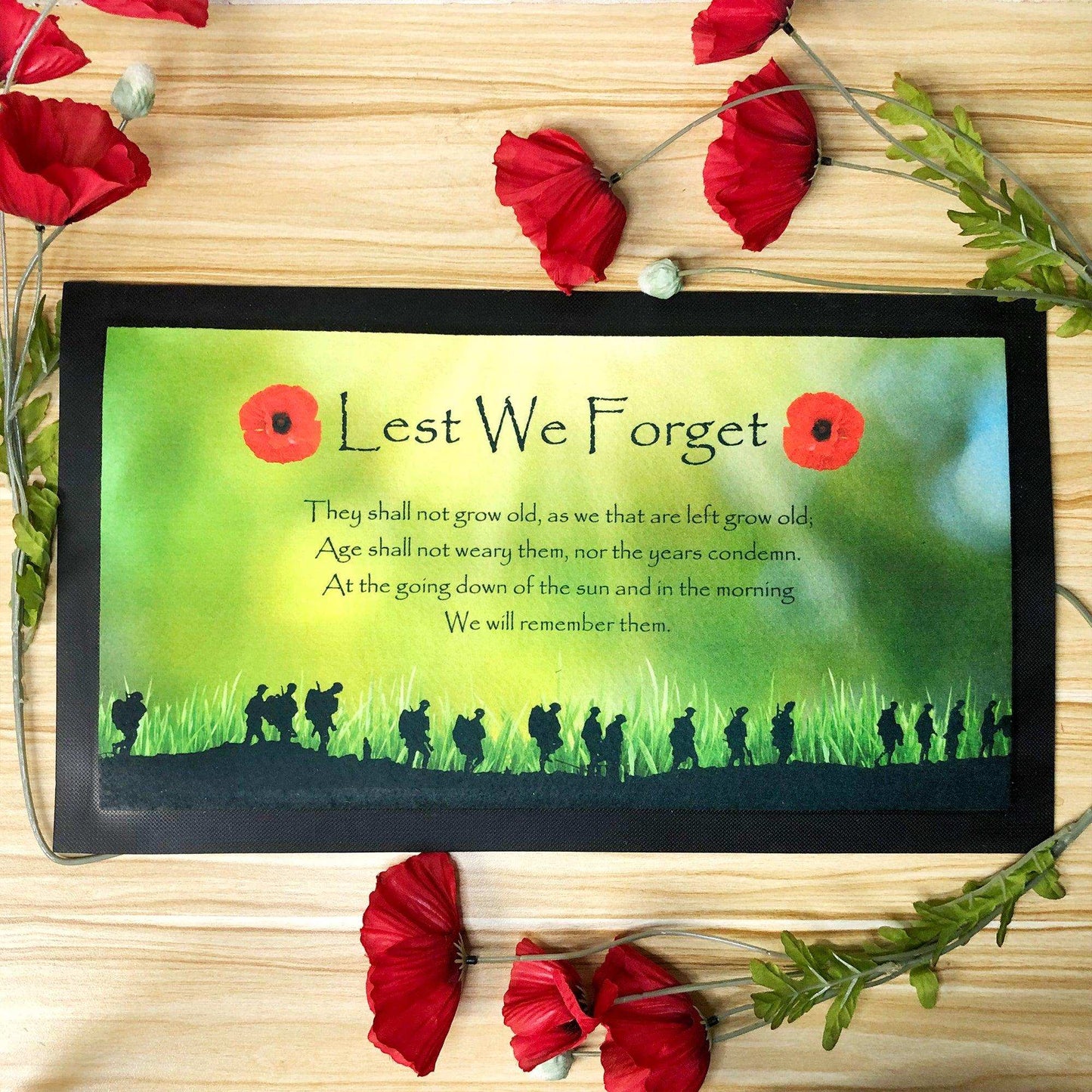 Lest We Forget Green Background Bar Runner - shopquality4u