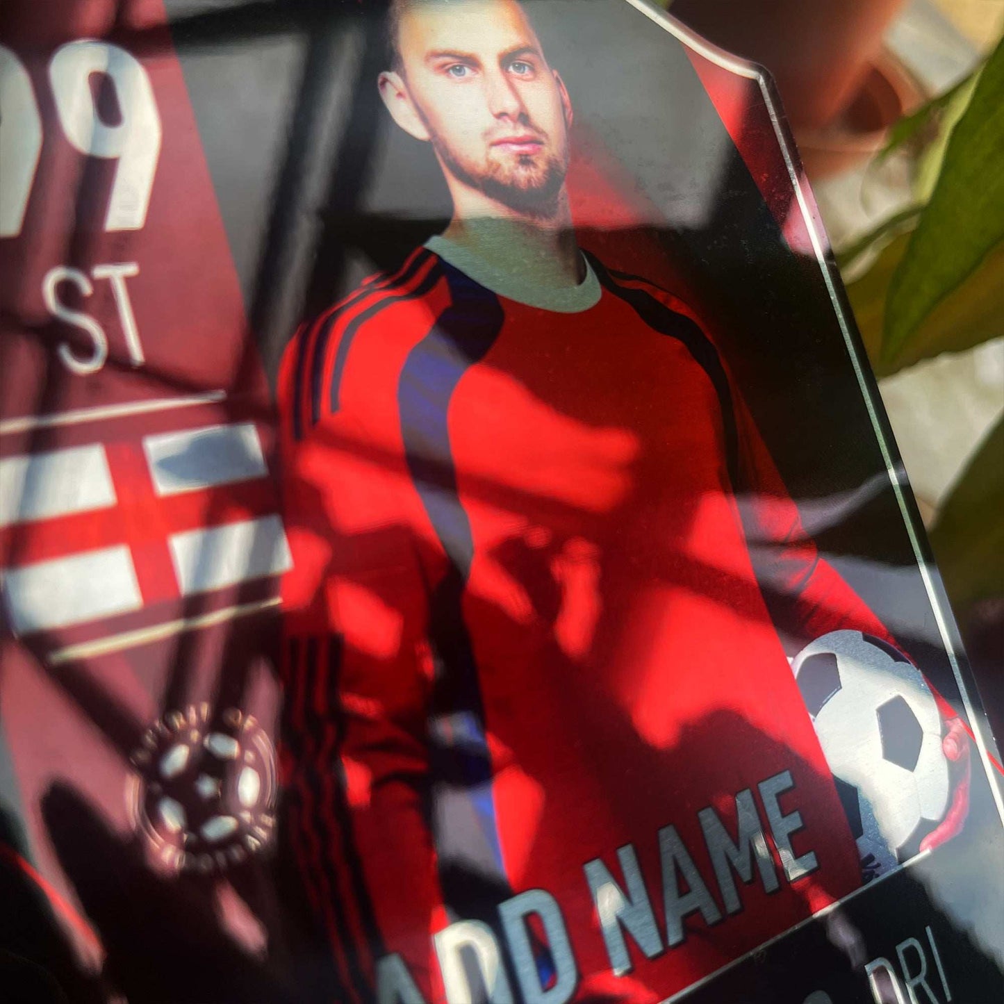 Black Red Mirror Football Card Player Stats Shield - shopquality4u