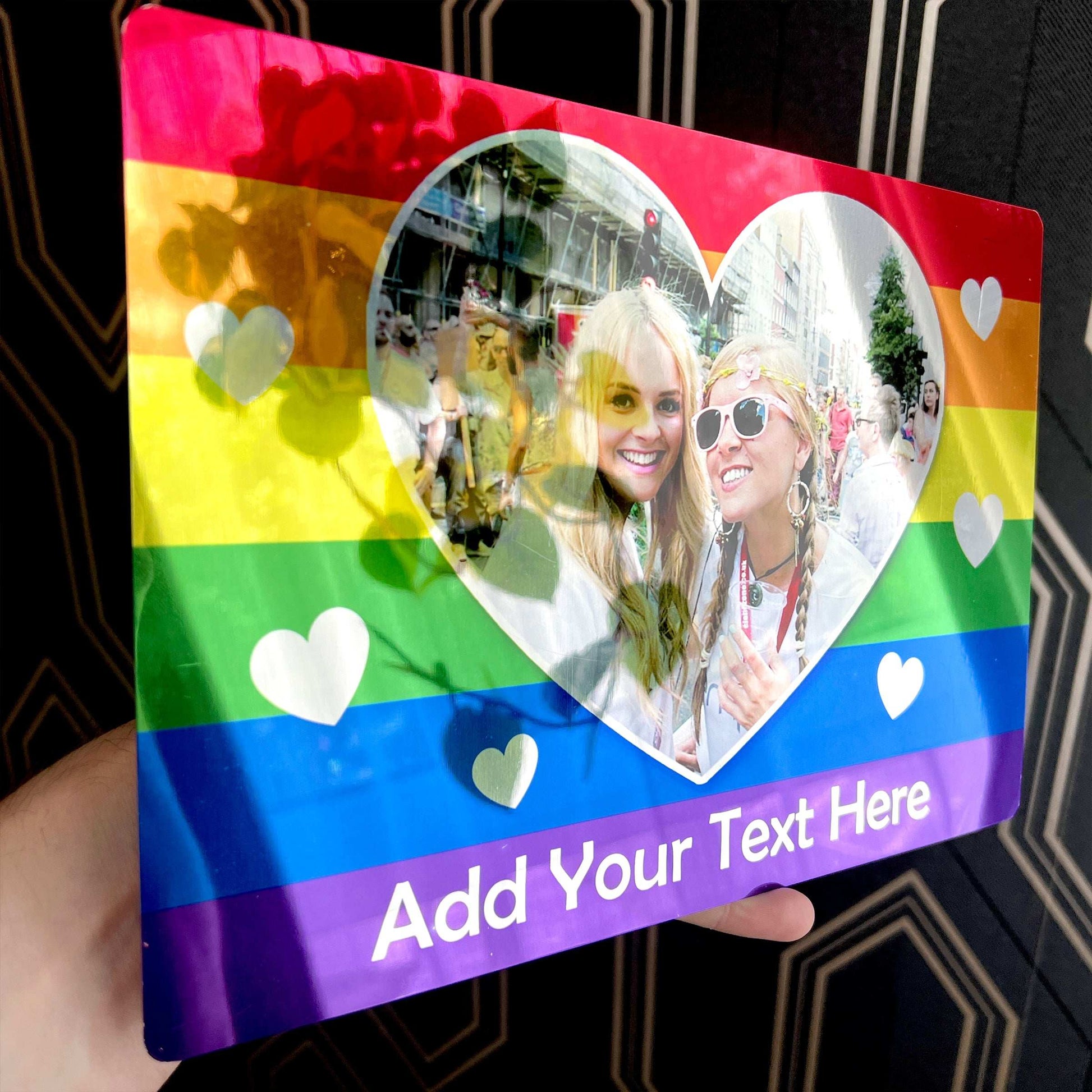 Pride Mirror Metal Rainbow Flag (Photo & Text) Mirror Finish Sign - shopquality4u