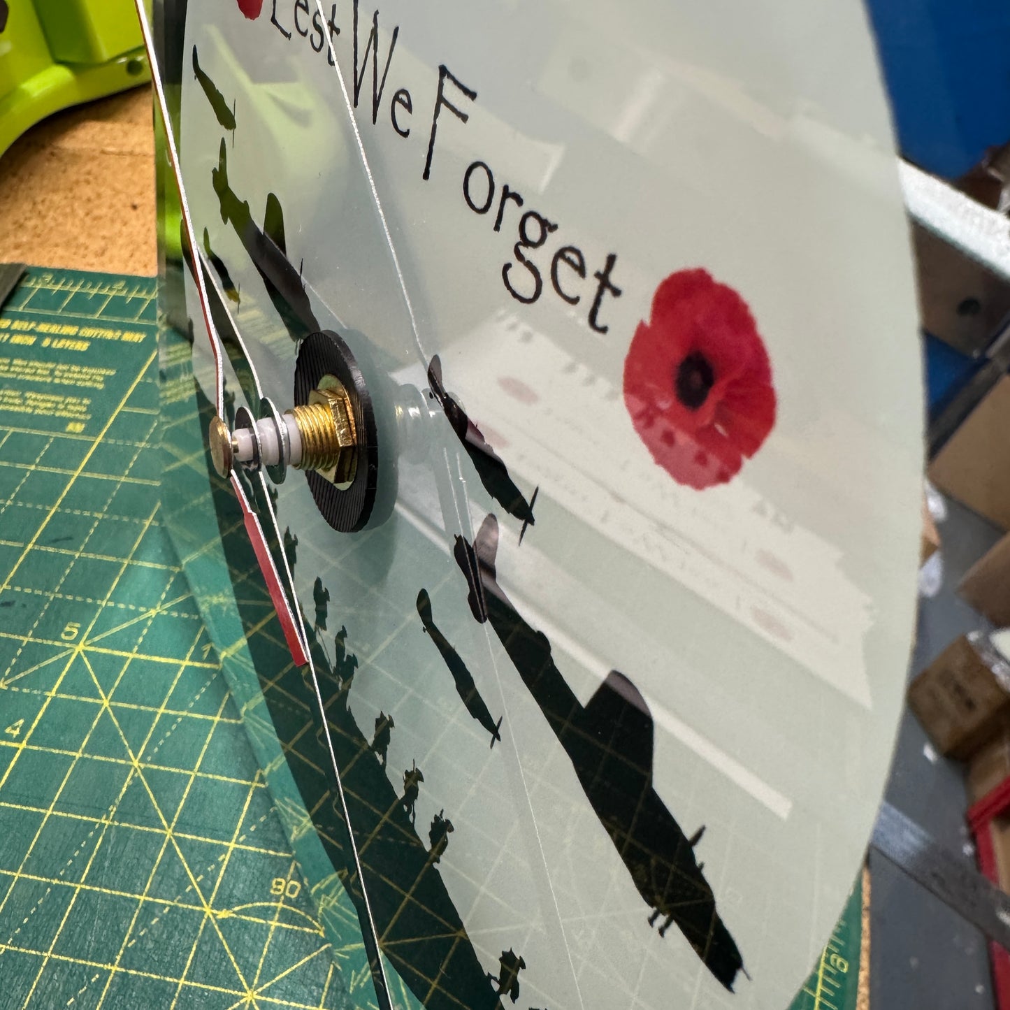 Square Clock - Military Poppy Mirror finish