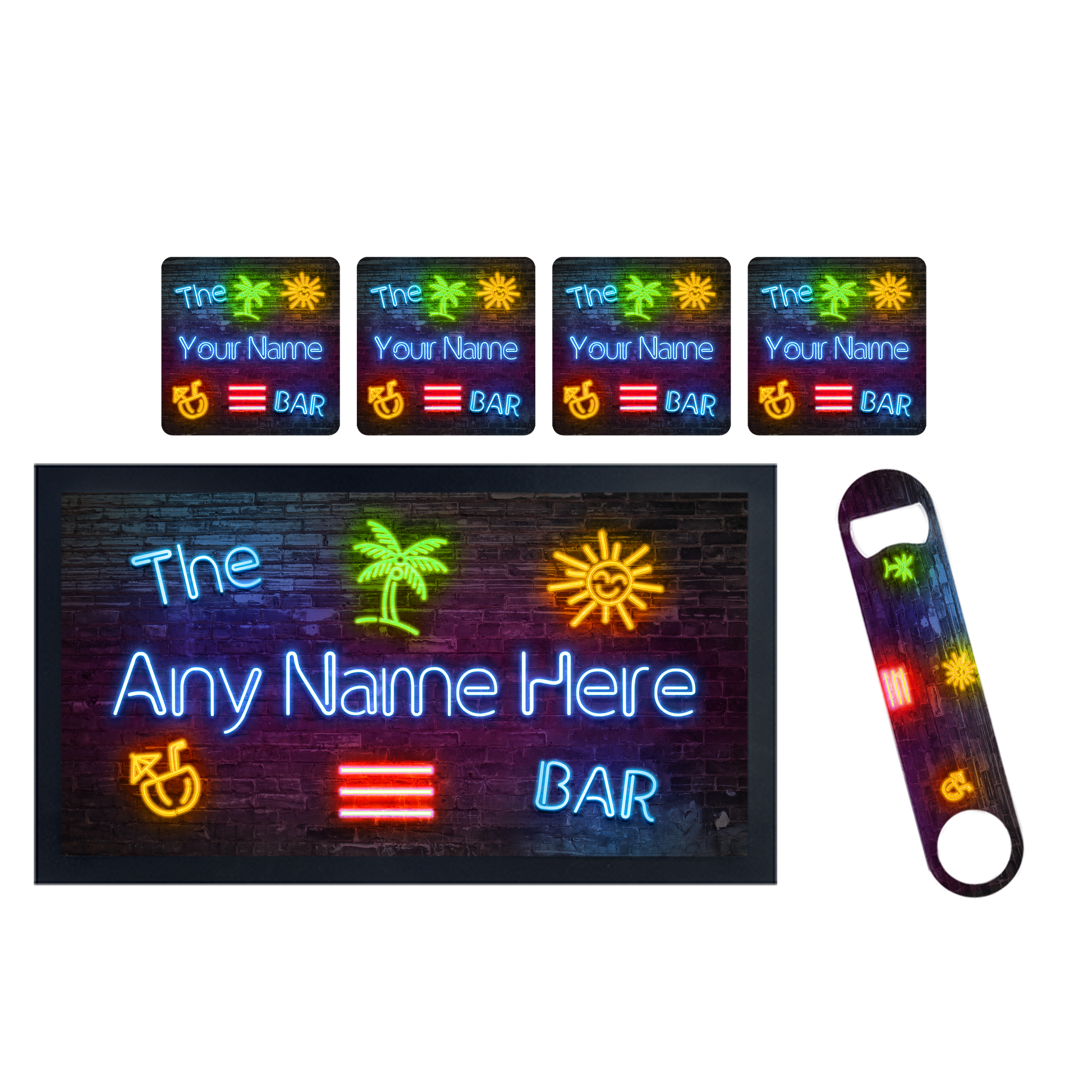 Personalised Neon Tropical Bar Set - shopquality4u