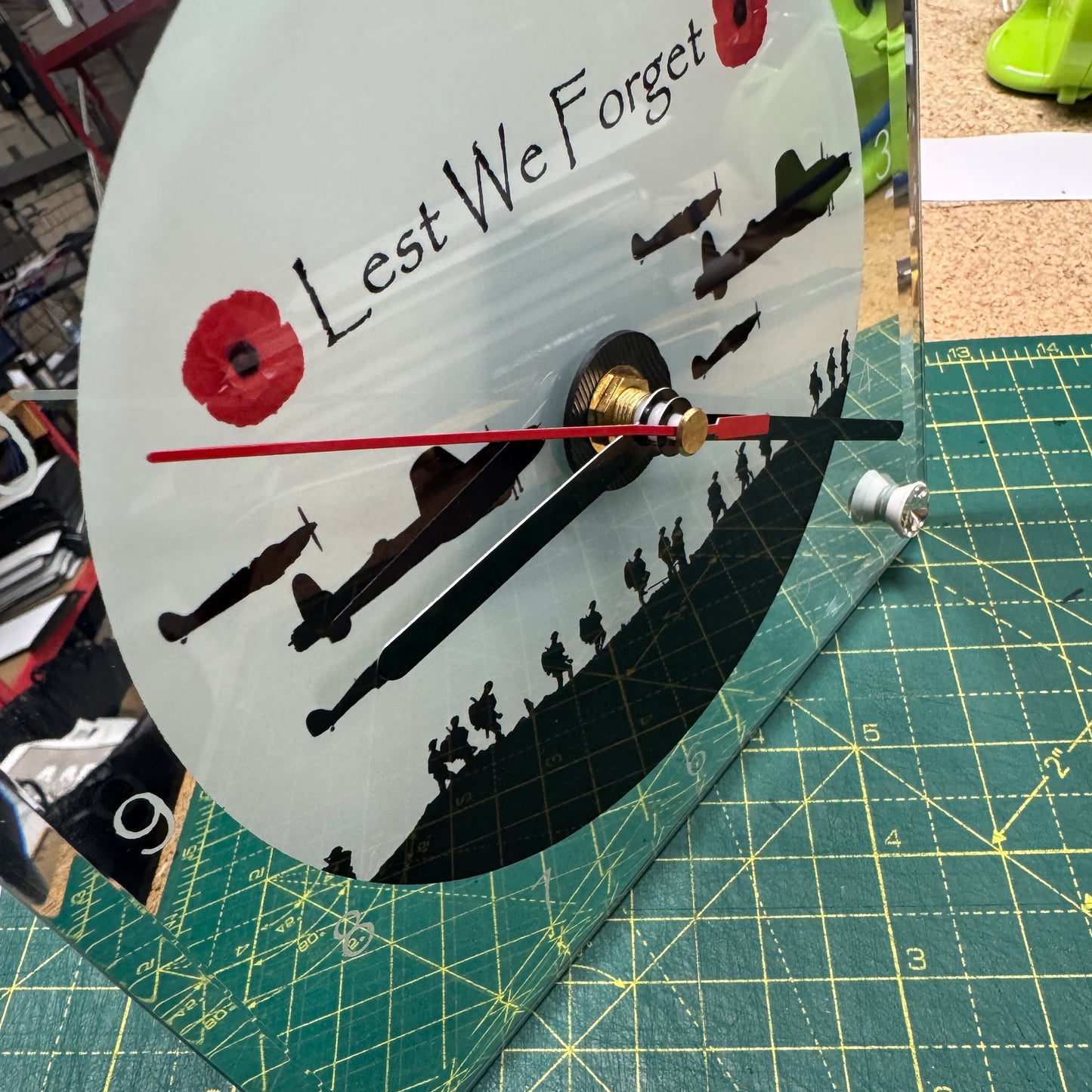Square Clock - Military Poppy Mirror finish
