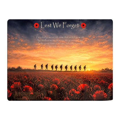 Soldiers D1 Lest We Forget aluminium metal sign, front view, real product photograph.