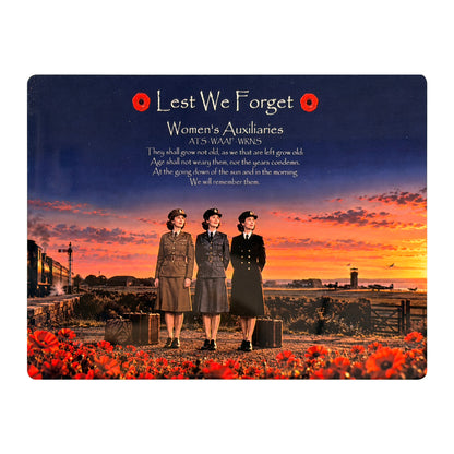 Women's Auxiliaries D11 Lest We Forget aluminium metal sign, front view, real product photograph.