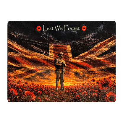 British Soldier D8 Lest We Forget aluminium metal sign, front view, real product photograph.