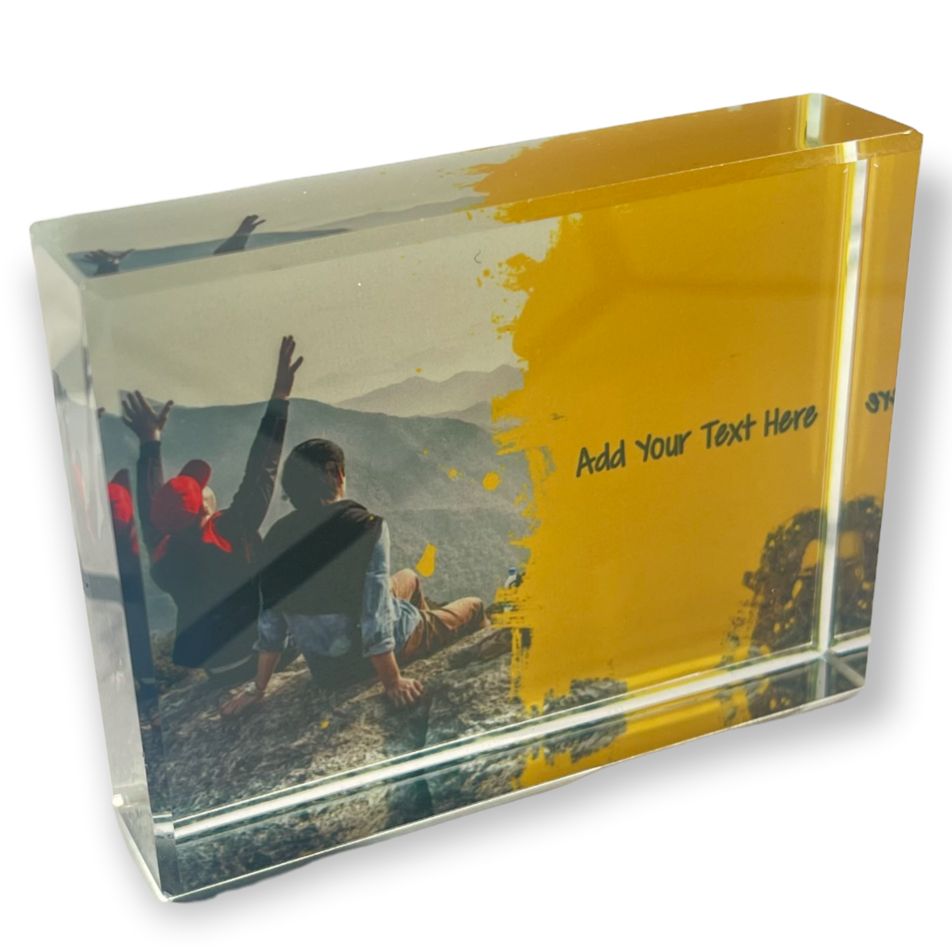 Yellow Paint Splatter Crystal Block - shopquality4u
