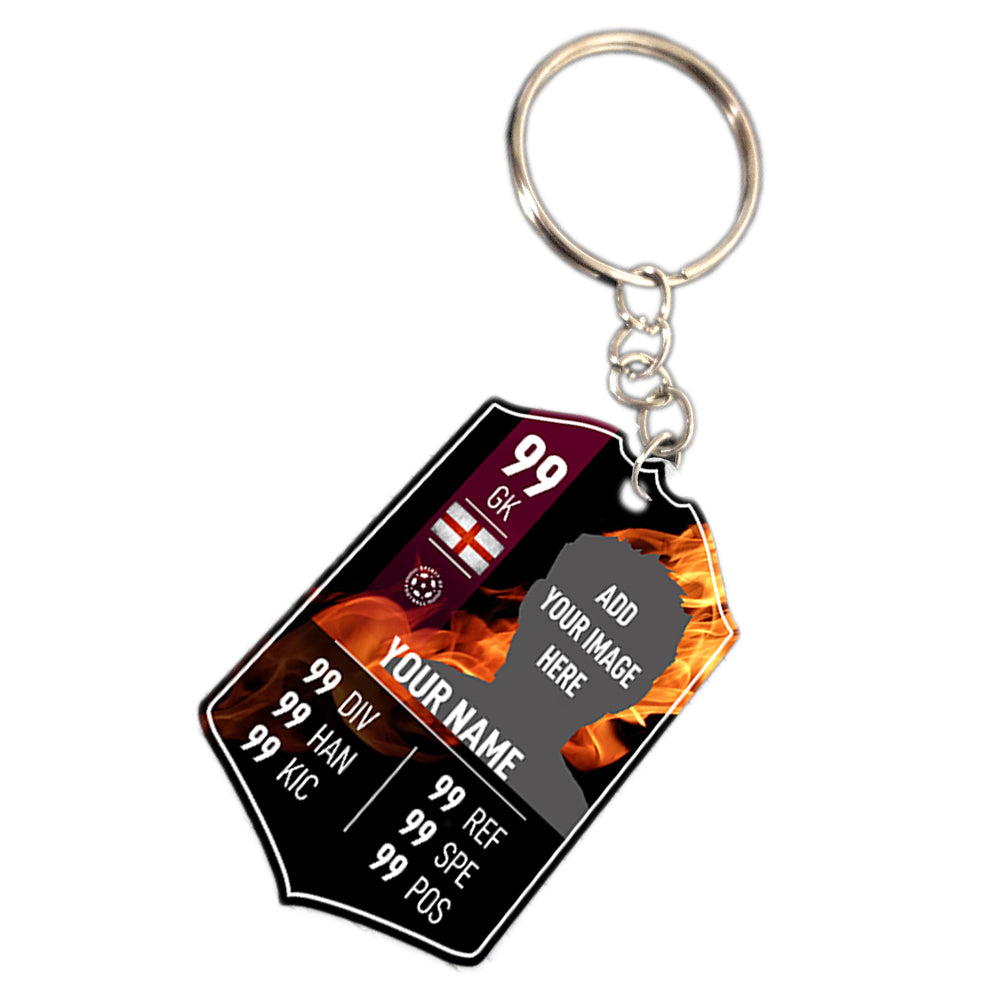 Fire Metal Football Stats Keyring - shopquality4u