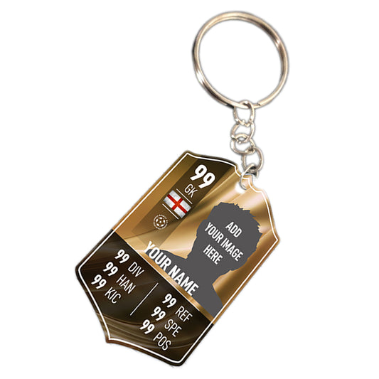Gold Metal Football Stats Keyring - shopquality4u