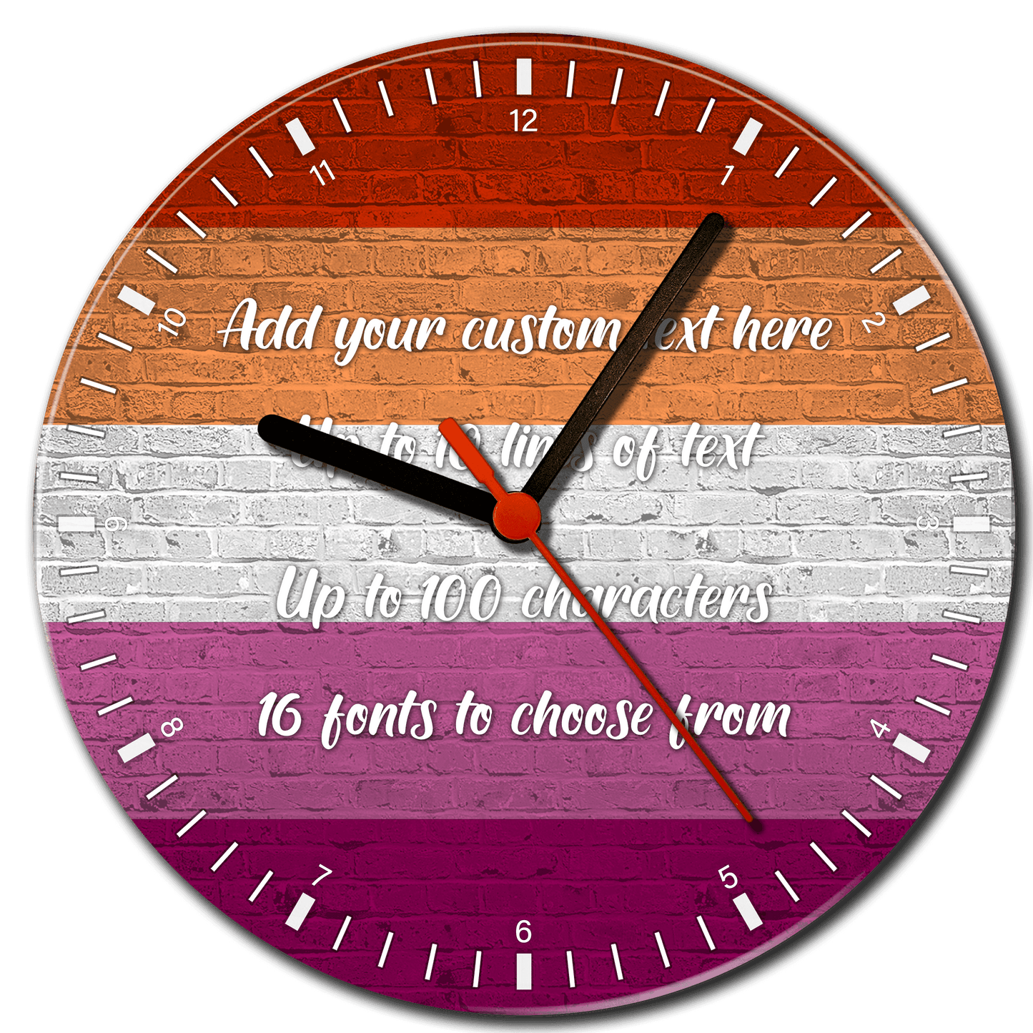 Lesbian Pride Flag Glass Clock - shopquality4u