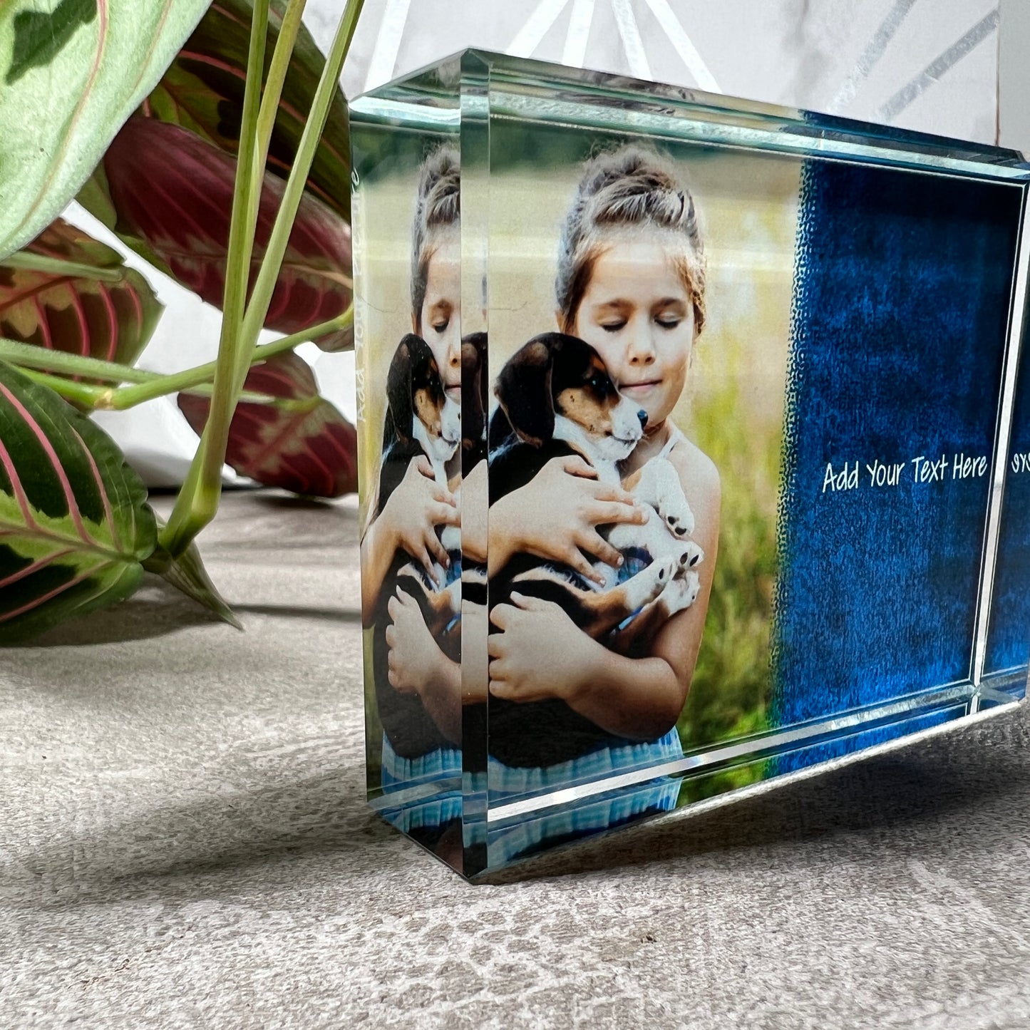 Metallic Blue Frame Crystal Block - shopquality4u