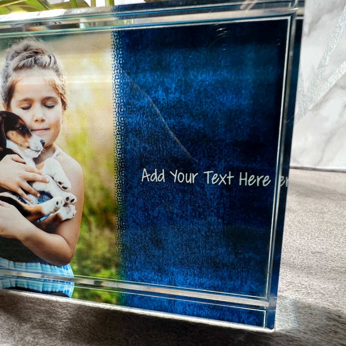Metallic Blue Frame Crystal Block - shopquality4u