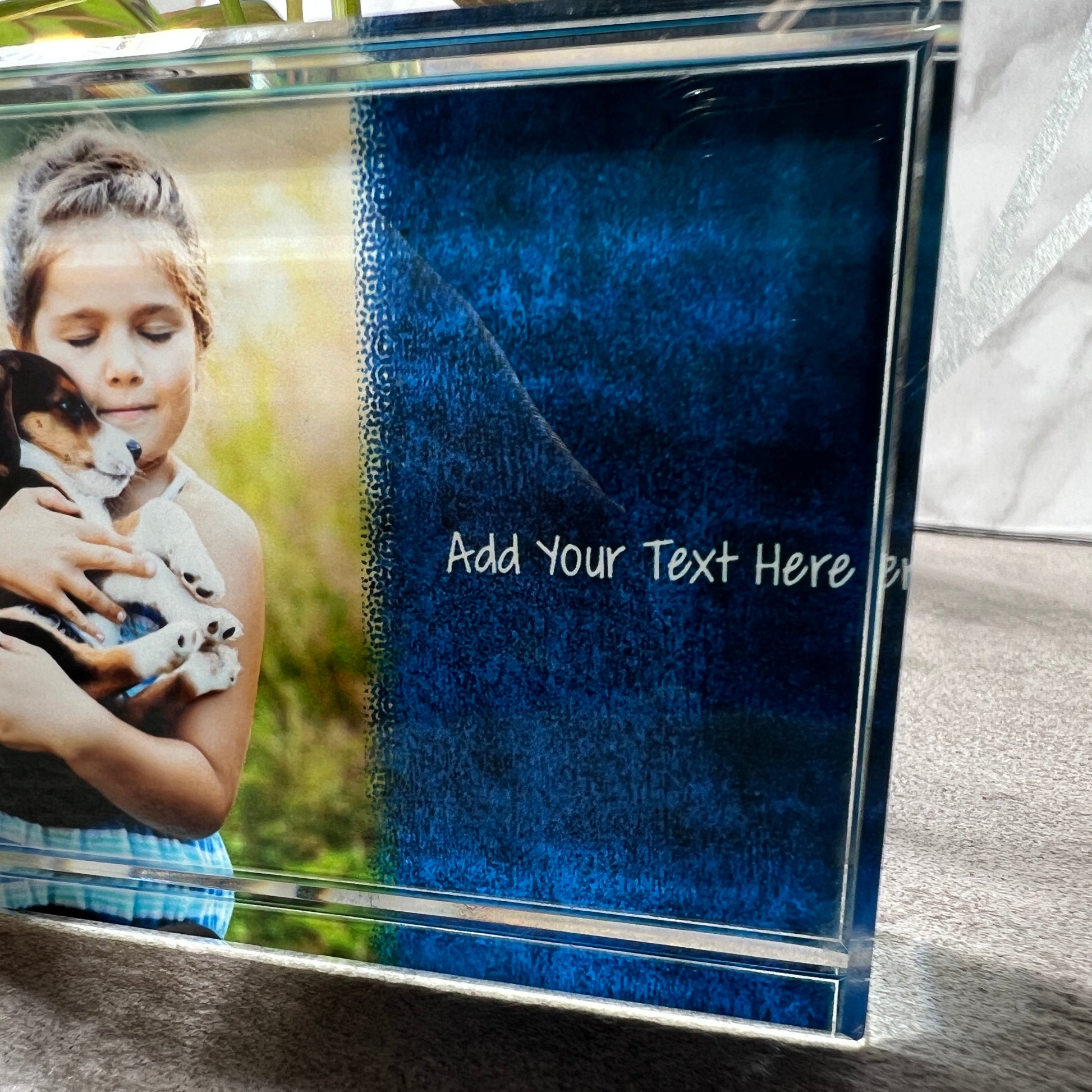 Metallic Blue Frame Crystal Block - shopquality4u