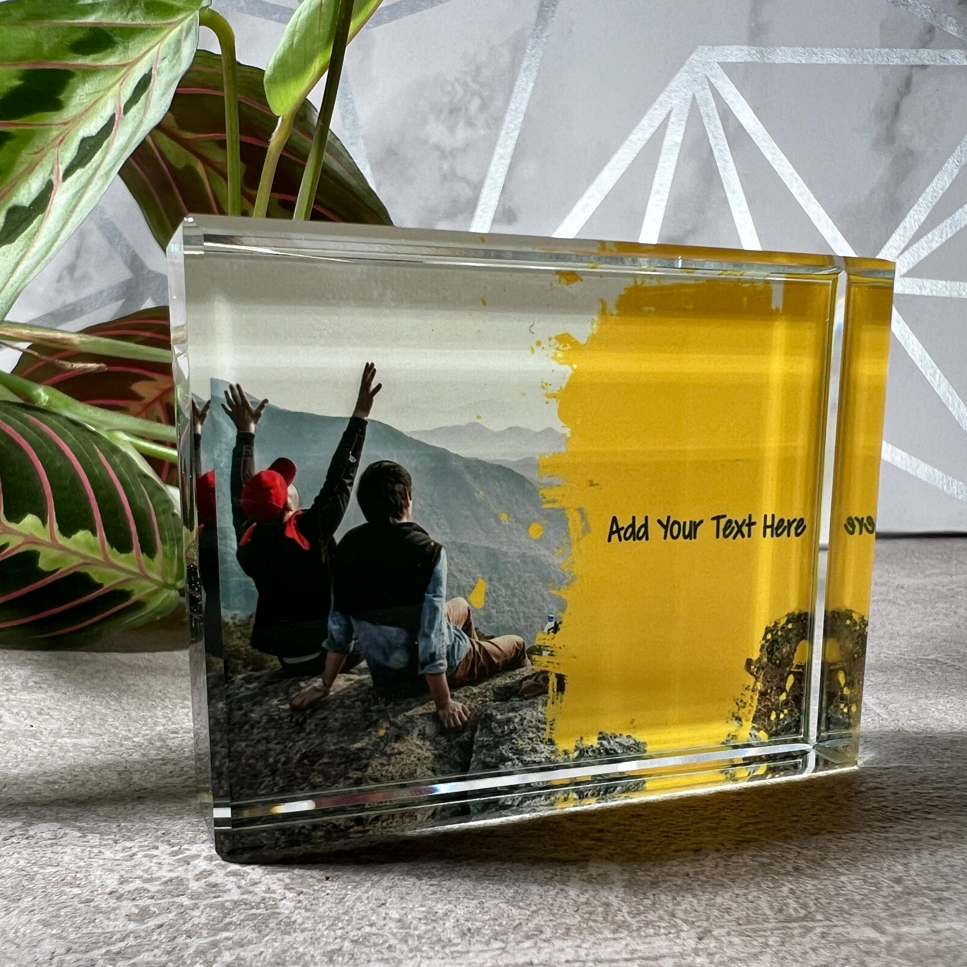 Yellow Paint Splatter Crystal Block - shopquality4u