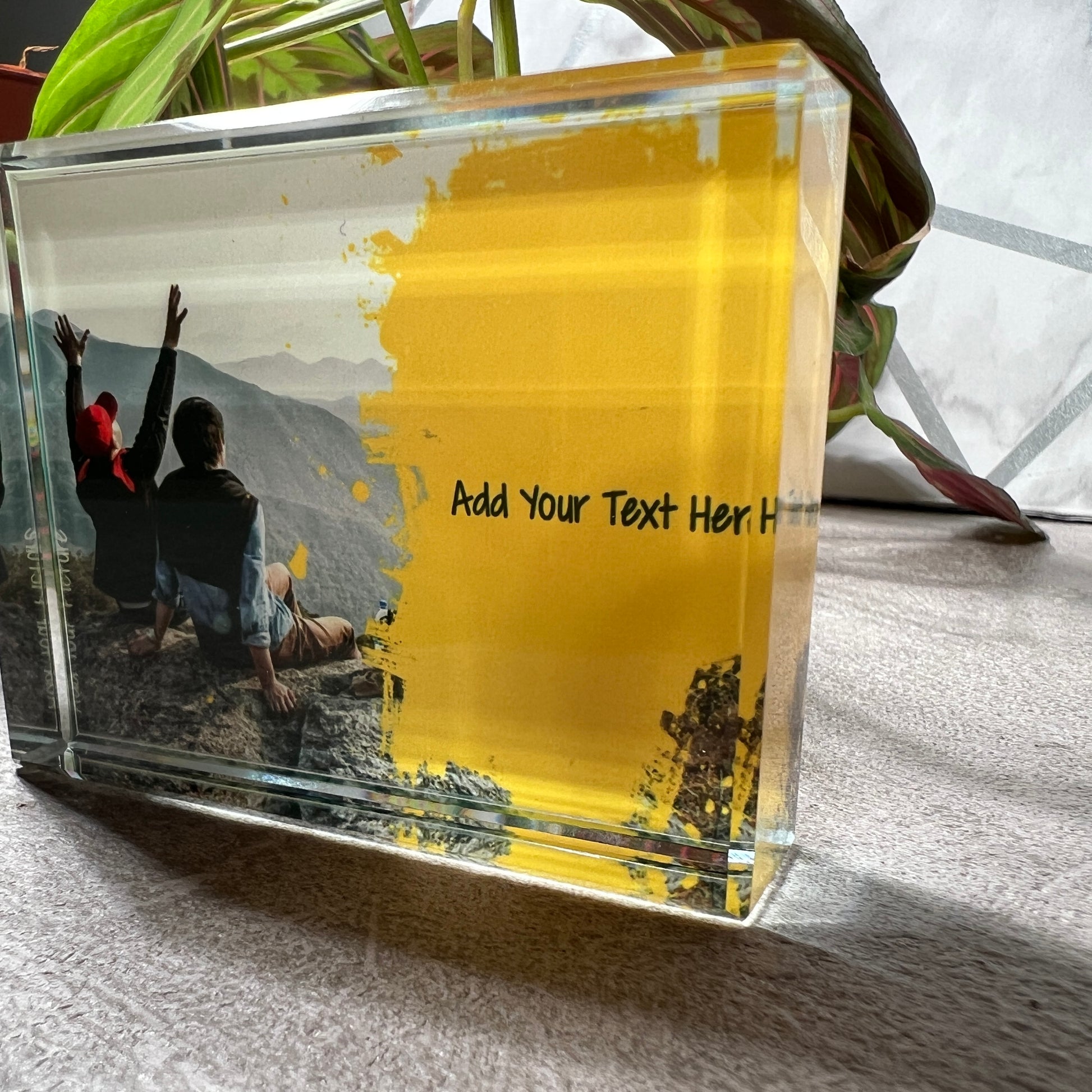 Yellow Paint Splatter Crystal Block - shopquality4u