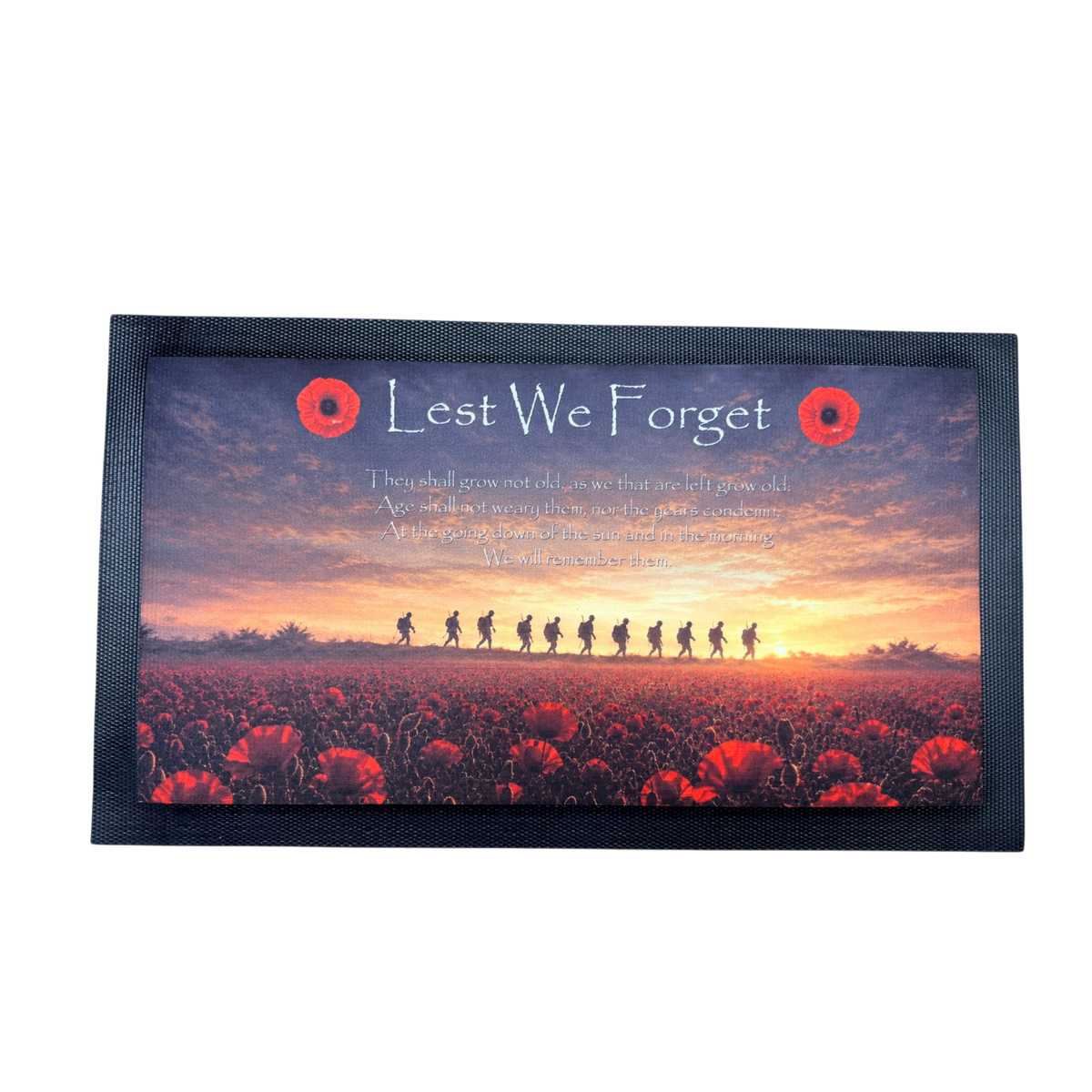 Soldiers remembrance bar mat on a white background.