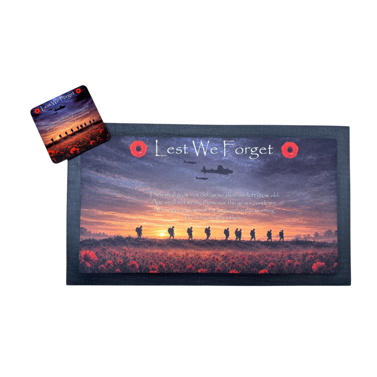 Battle of Britain remembrance bar mat with matching coasters.