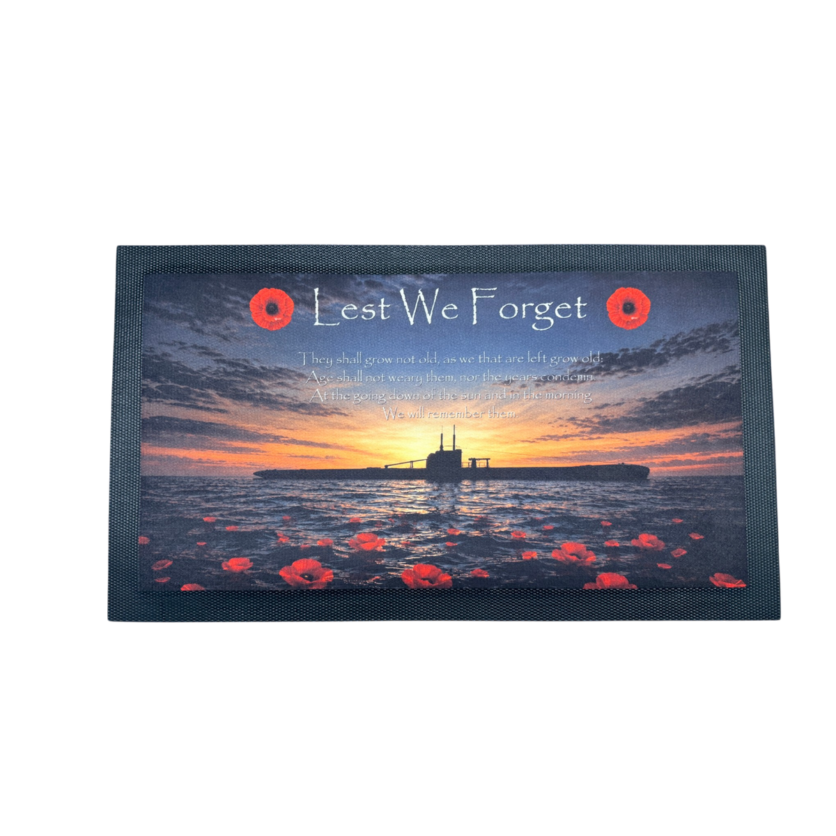 Submariners remembrance bar mat on a white background.