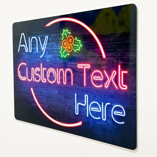 Neon Christmas-Themed Metal Sign - shopquality4u
