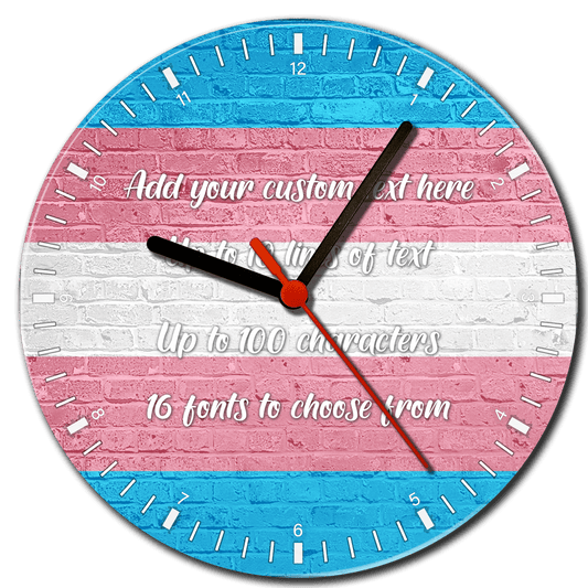 Trans Pride Flag Glass Clock - shopquality4u