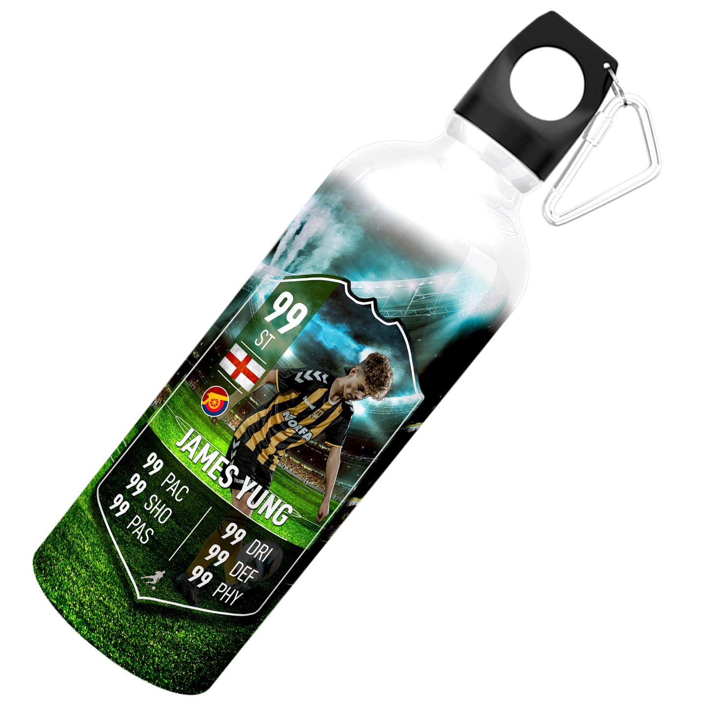 Field Background Aluminium Football Stats Water Bottle - shopquality4u
