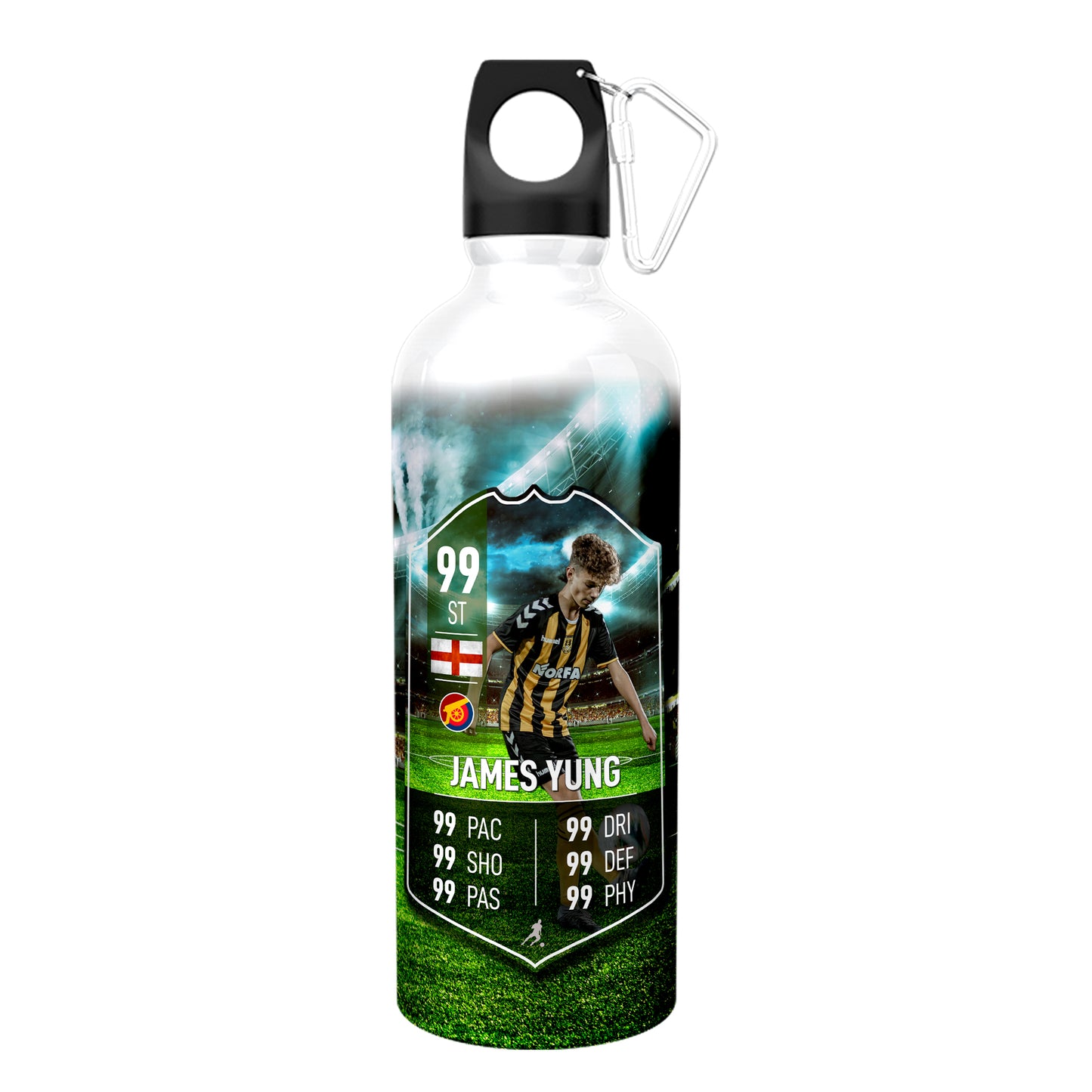Field Background Aluminium Football Stats Water Bottle - shopquality4u