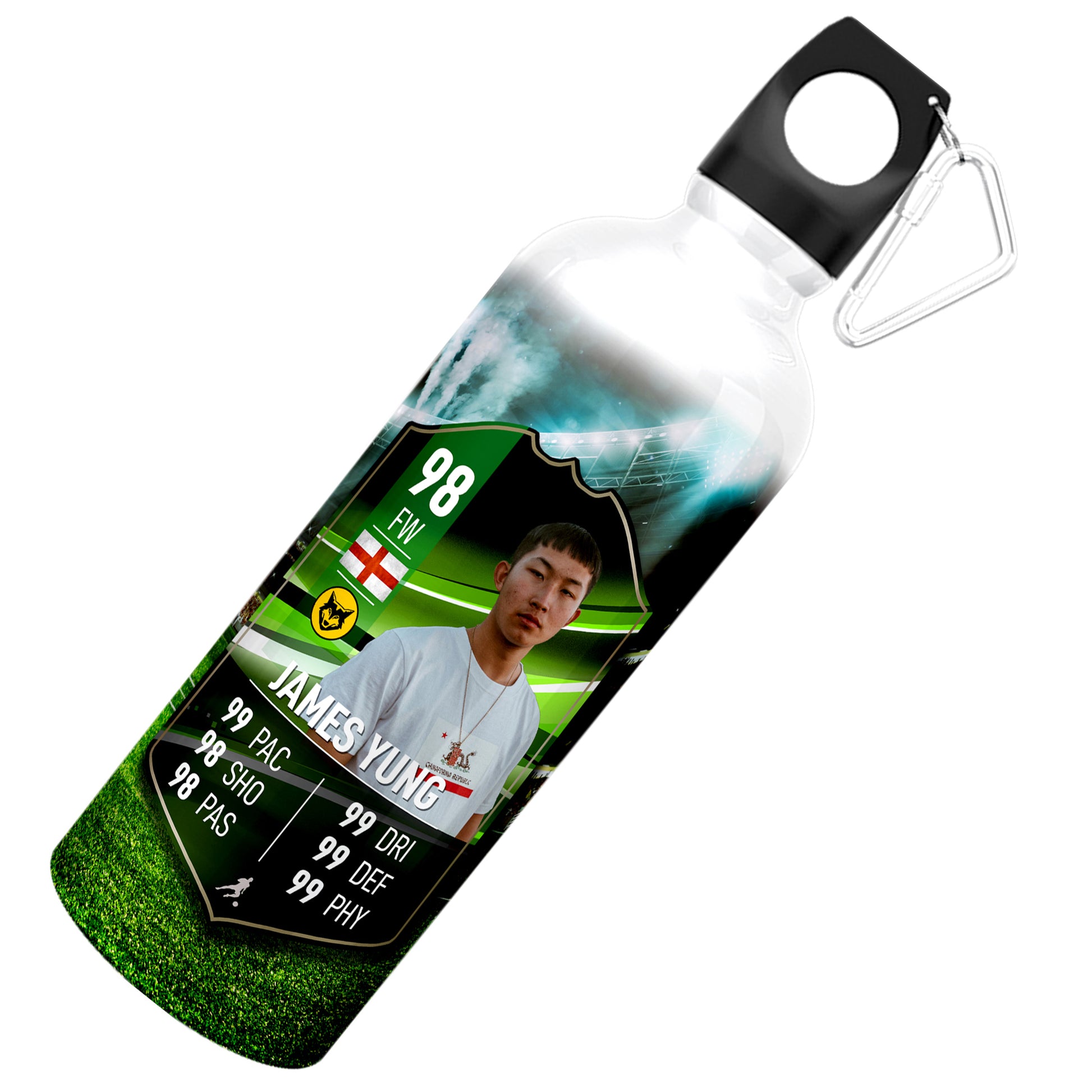 Green Aluminium Football Stats Water Bottle - shopquality4u