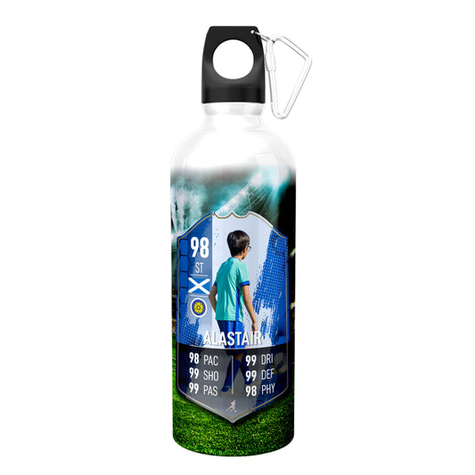 White Stripe Aluminium Football Stats Water Bottle - shopquality4u