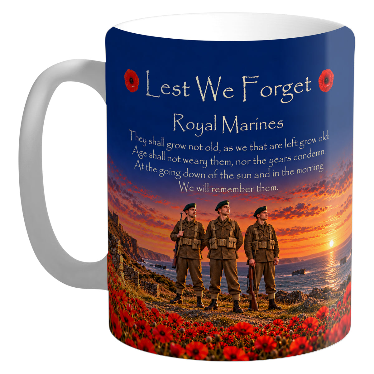 Royal Marines D12 – realistic 11oz white ceramic mug mockup with white handle and interior