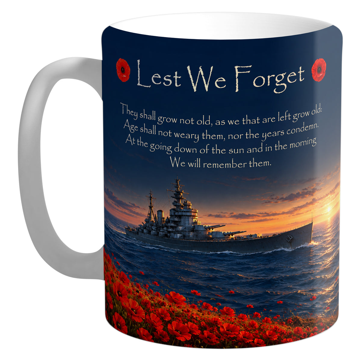 Navy War Ship D4 – realistic 11oz white ceramic mug mockup with white handle and interior