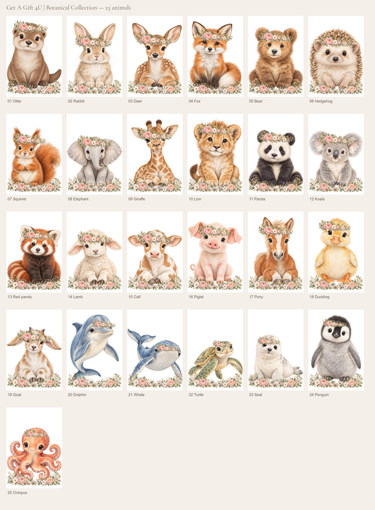 Choose from 25 nursery animals, with Otter first.