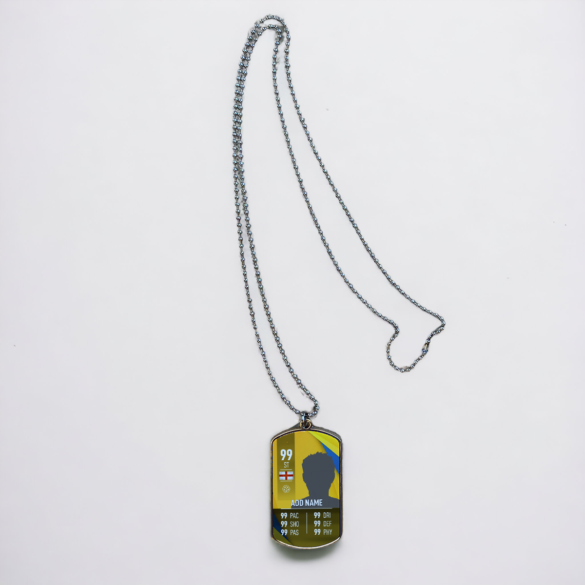 Yellow Blue Background Football ID Tag Necklace - shopquality4u