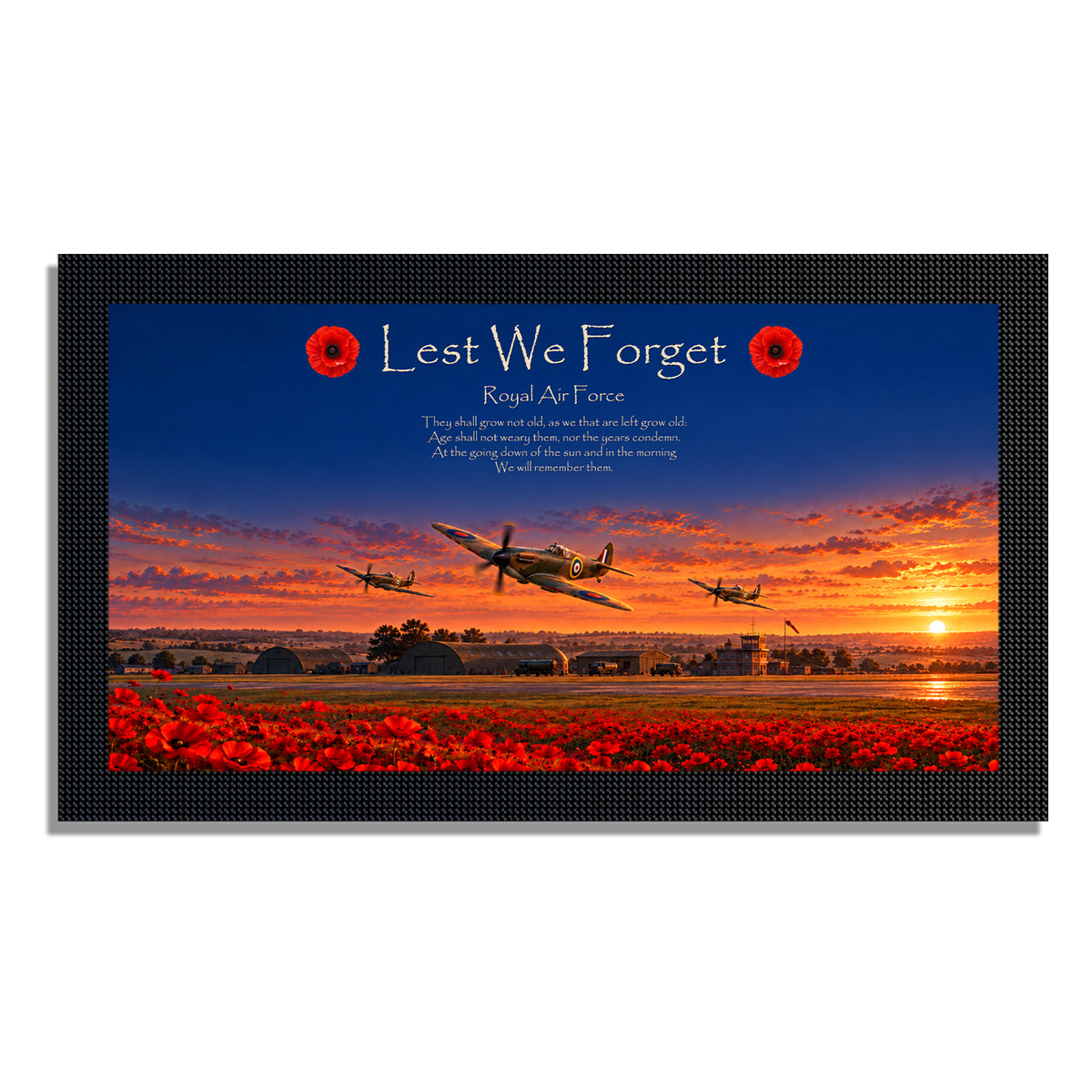 Remembrance bar mat design D10. One mat is included; matching accessories are optional.