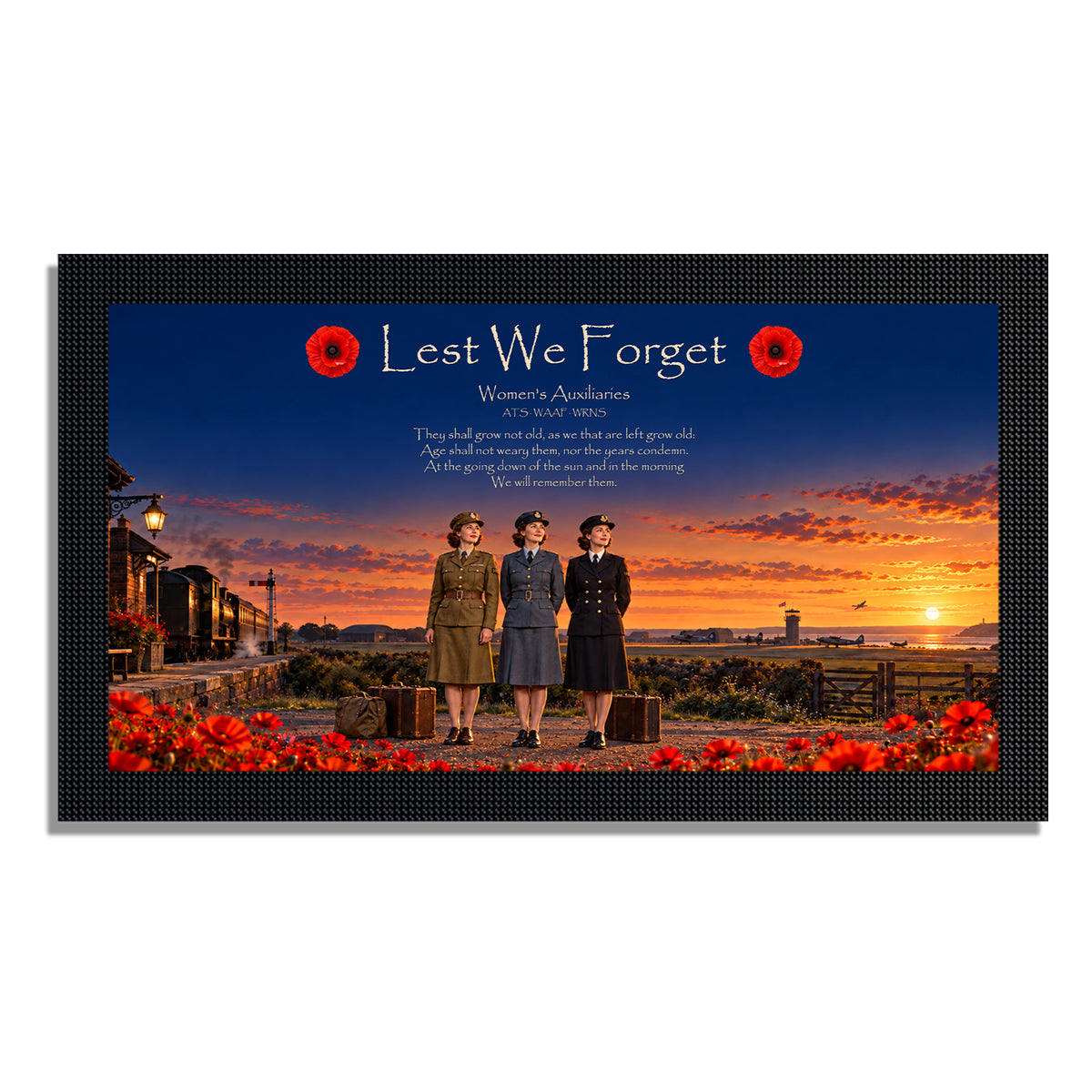 Remembrance bar mat design D11. One mat is included; matching accessories are optional.
