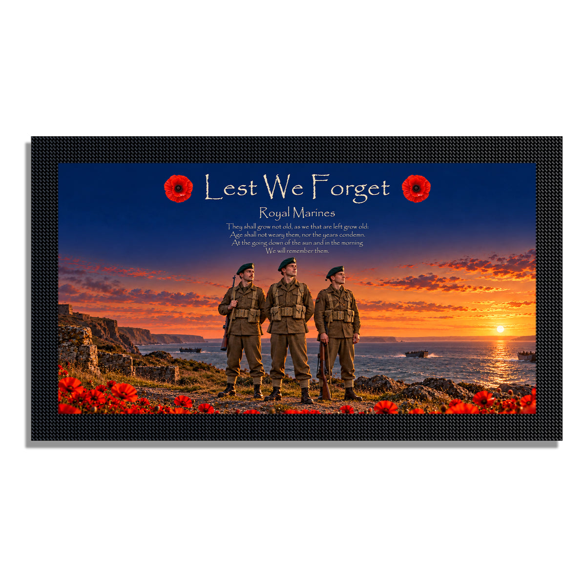 Remembrance bar mat design D12. One mat is included; matching accessories are optional.