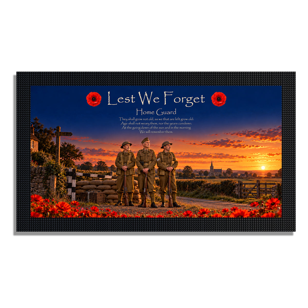 Remembrance bar mat design D13. One mat is included; matching accessories are optional.
