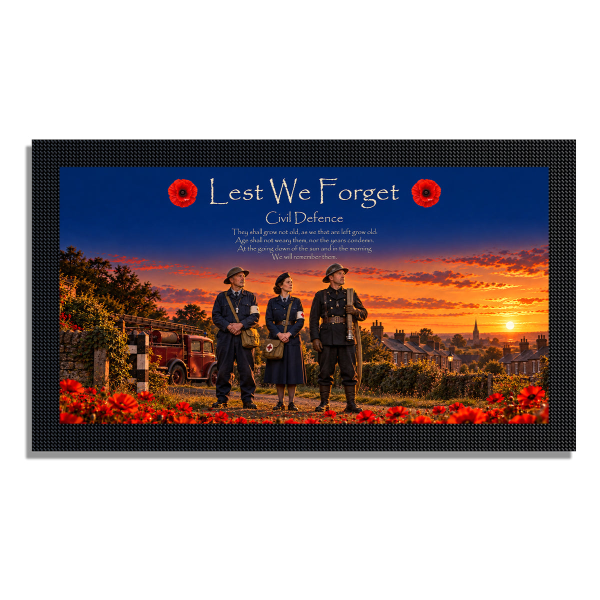 Remembrance bar mat design D15. One mat is included; matching accessories are optional.