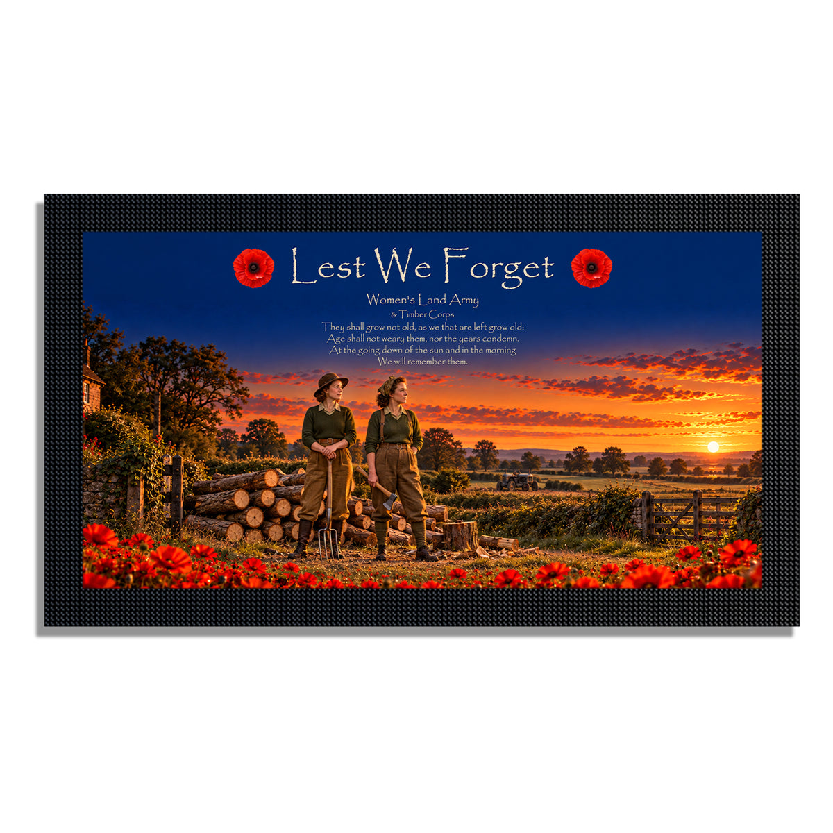 Remembrance bar mat design D16. One mat is included; matching accessories are optional.