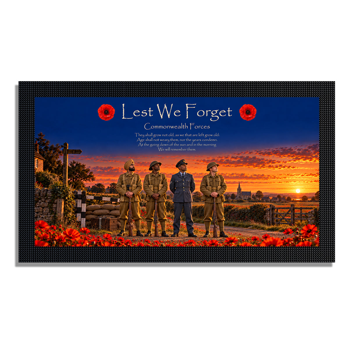 Remembrance bar mat design D17. One mat is included; matching accessories are optional.