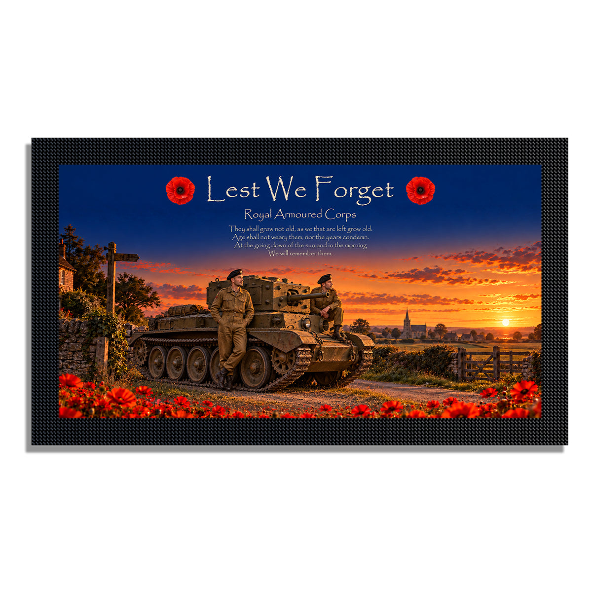 Remembrance bar mat design D19. One mat is included; matching accessories are optional.