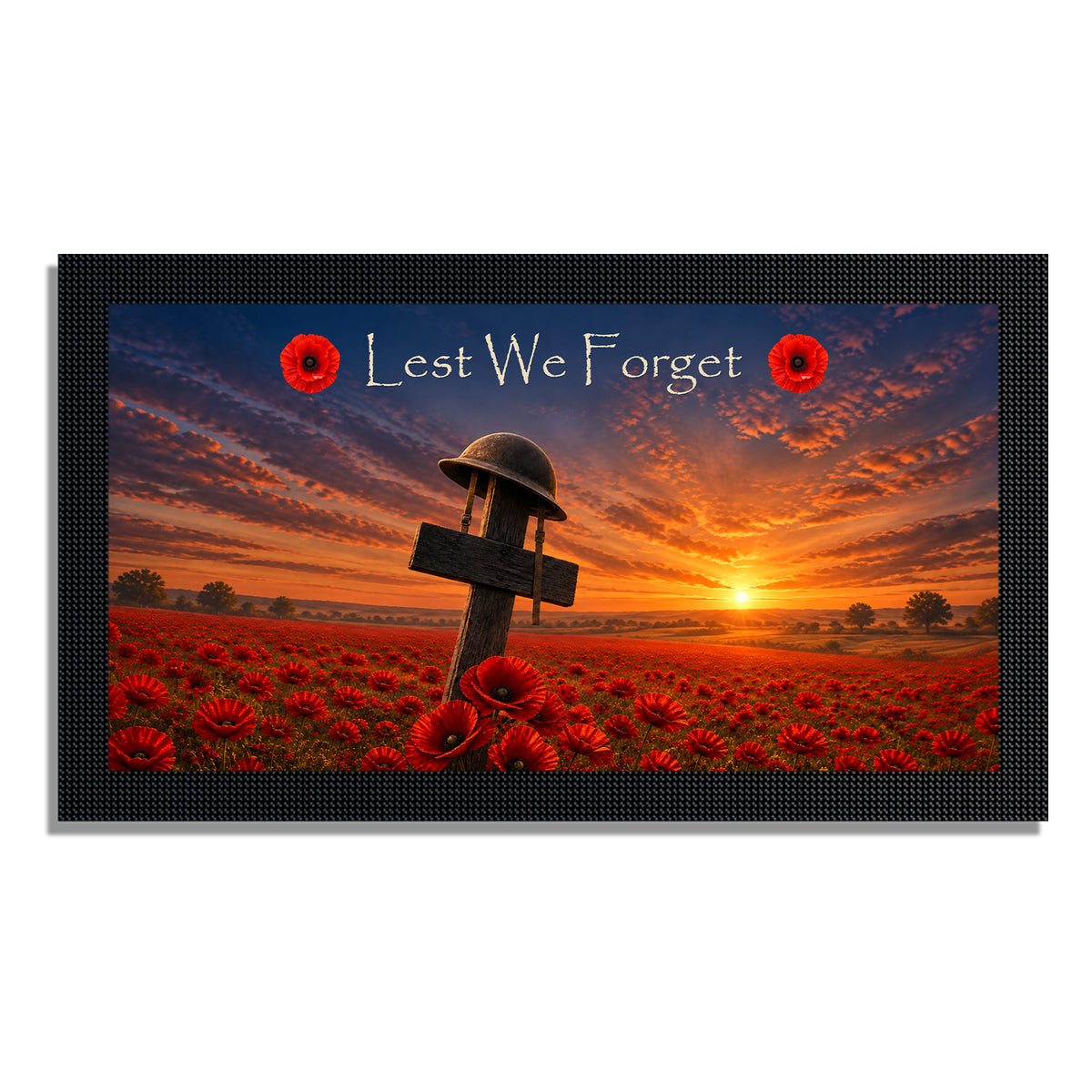 Remembrance bar mat design D2. One mat is included; matching accessories are optional.