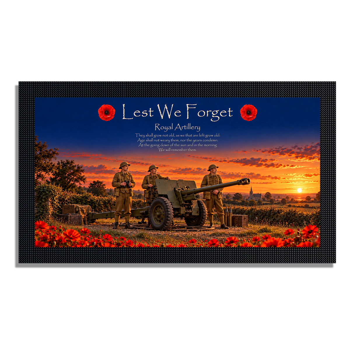 Remembrance bar mat design D20. One mat is included; matching accessories are optional.