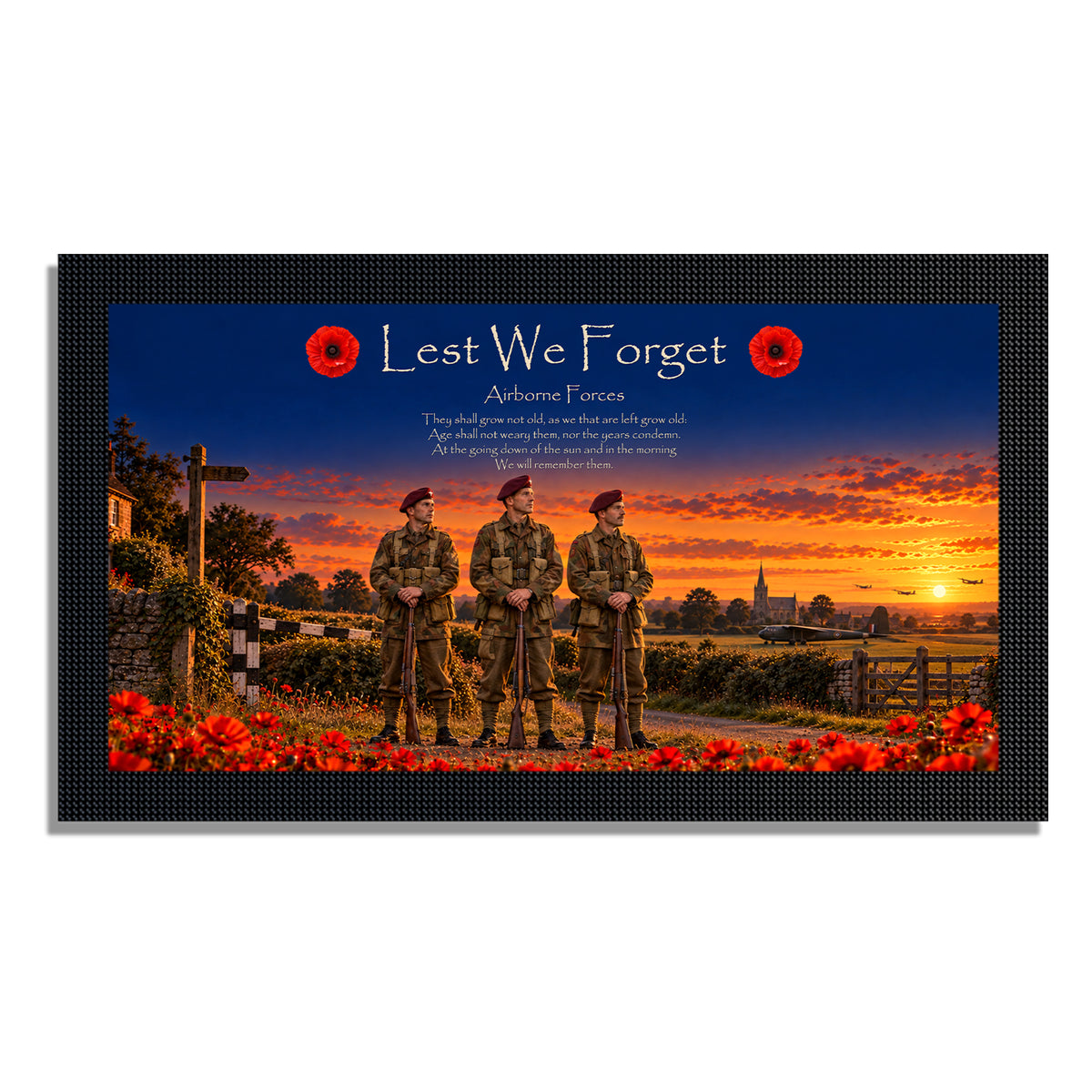 Remembrance bar mat design D21. One mat is included; matching accessories are optional.