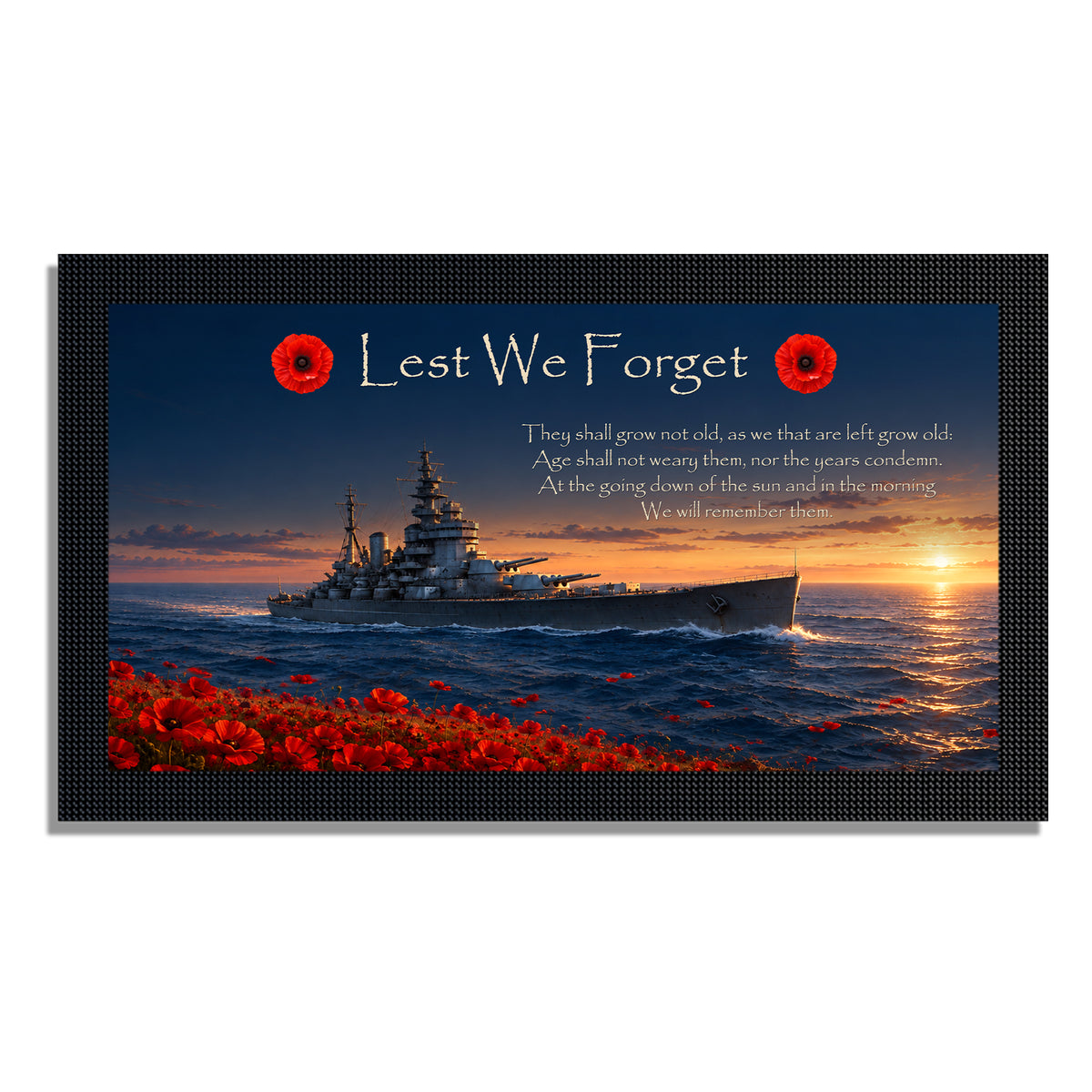 Remembrance bar mat design D4. One mat is included; matching accessories are optional.