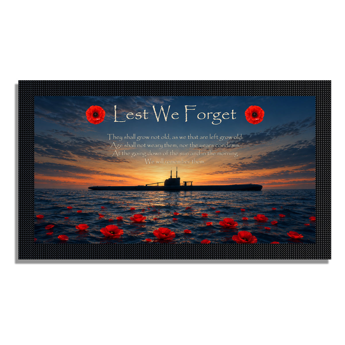 Remembrance bar mat design D5. One mat is included; matching accessories are optional.