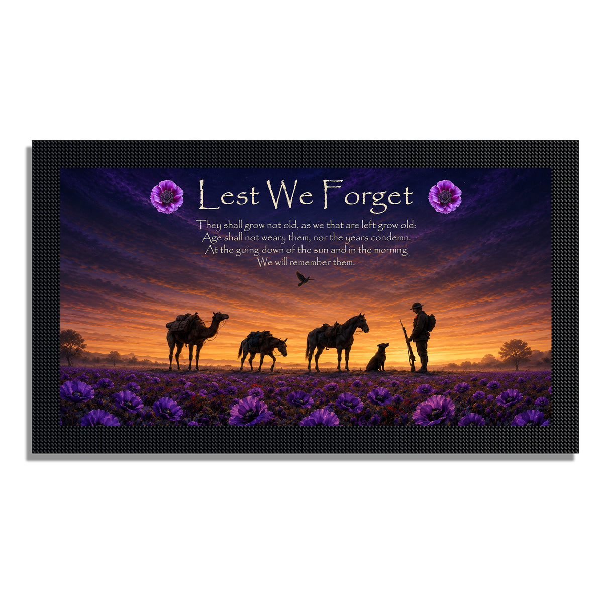 Remembrance bar mat design D7. One mat is included; matching accessories are optional.