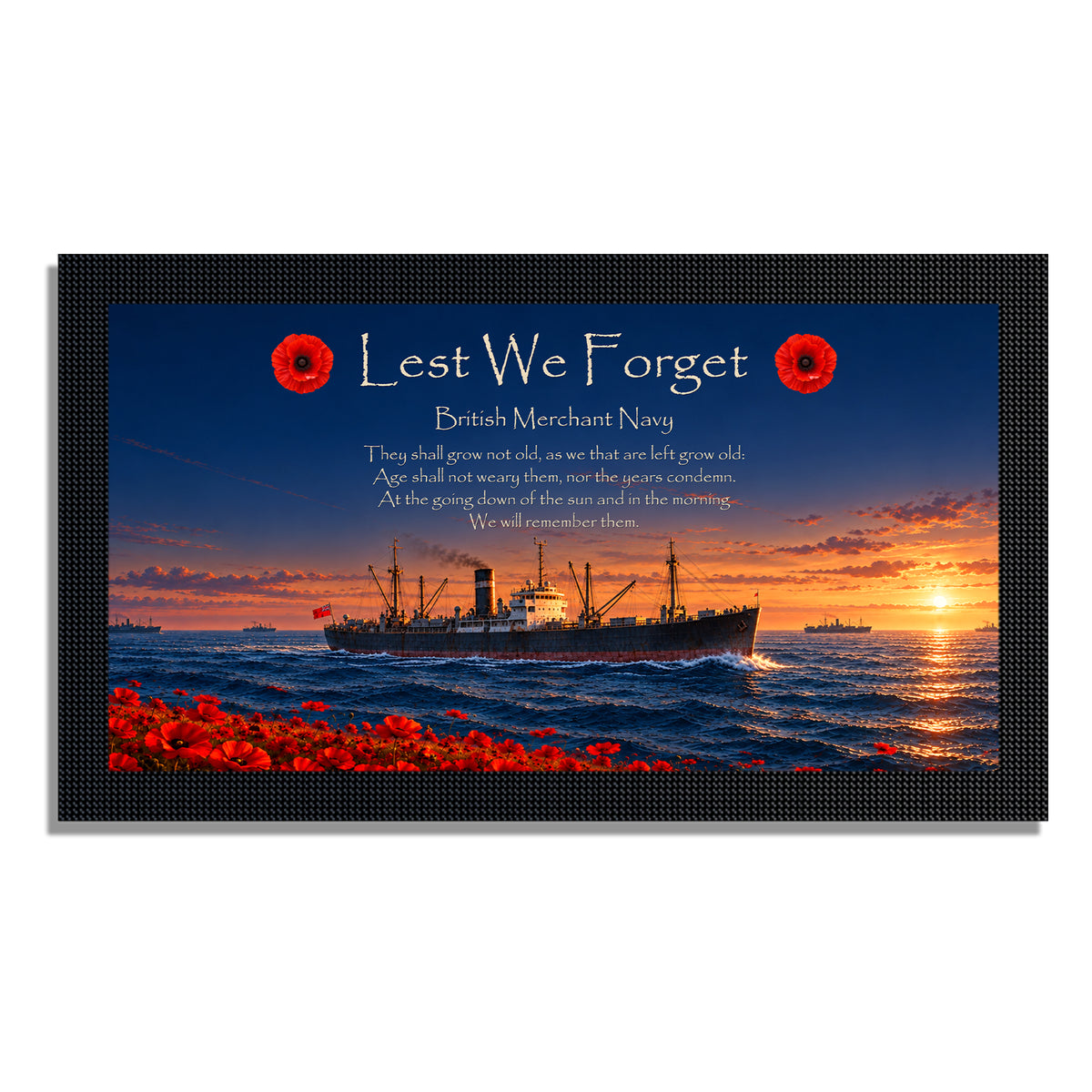 Remembrance bar mat design D9. One mat is included; matching accessories are optional.